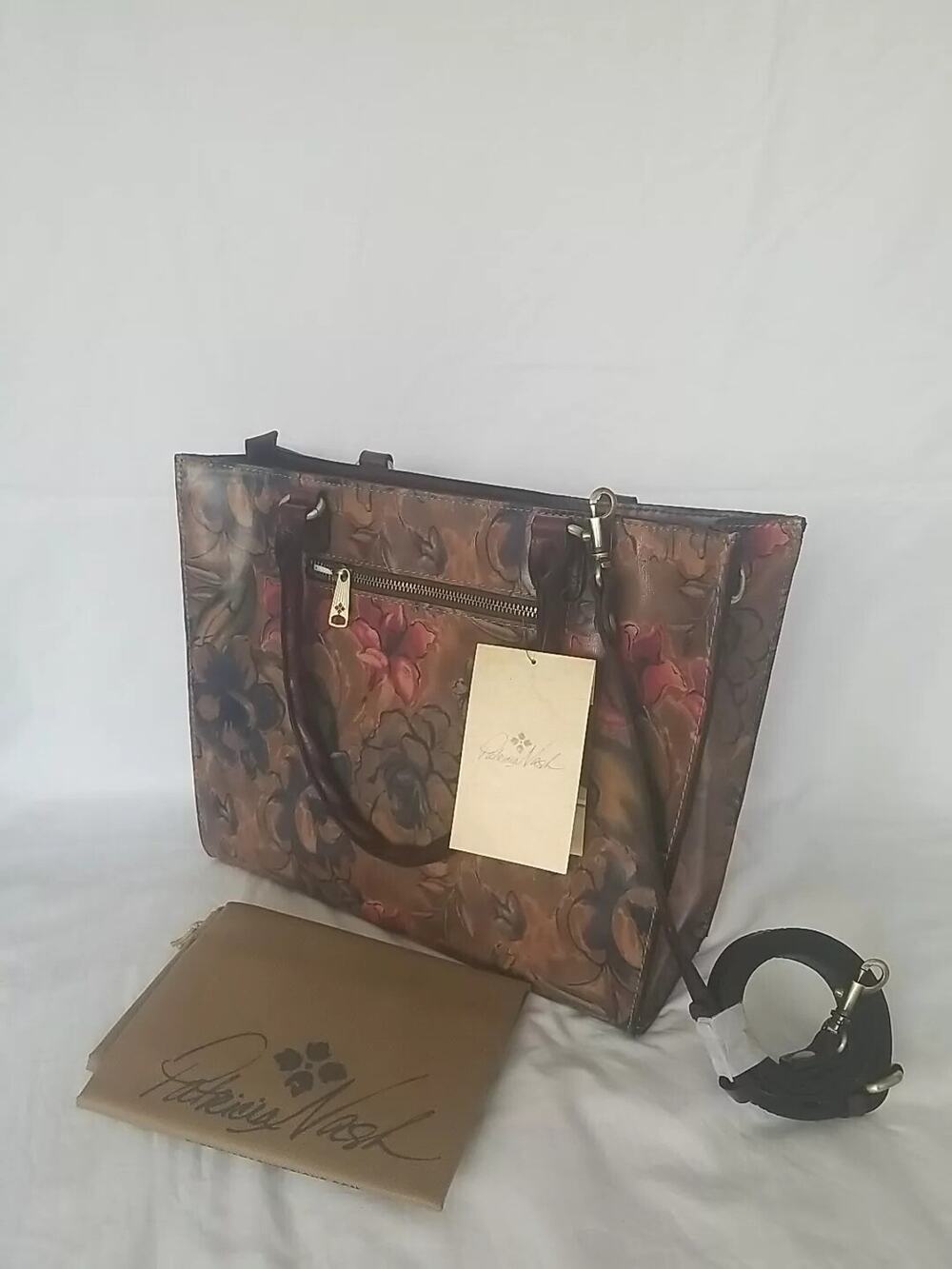 NWT Patricia Nash Zancona Dark Brown Leather Sienna Sunset TOTE Shoulder Bag